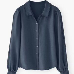 Wrap Stitch-Detail Silk Blouse Size 6